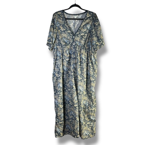 Sundance Sz XL Romper Daybreak Jumpsuit Vintage Paisley V Neck Casual Boho Flowy - Picture 1 of 14